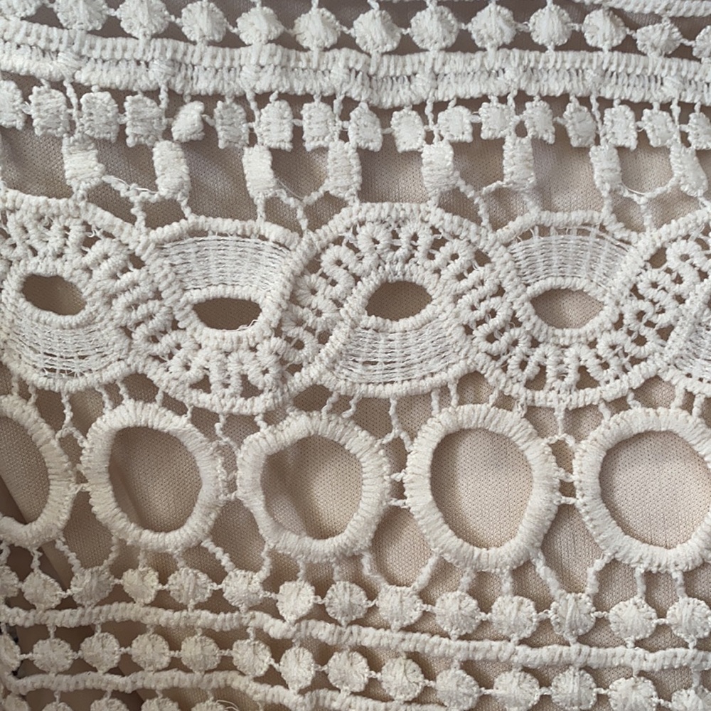Polagram Crochet Cream Lace Midi Dress M - Picture 13 of 16
